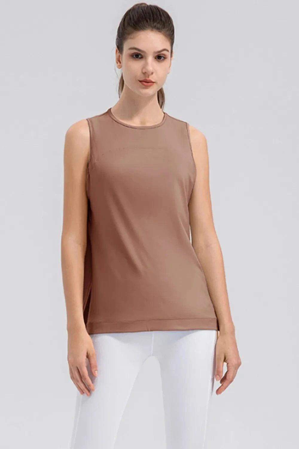 Slit Round Neck Tank - ShalayeFashion