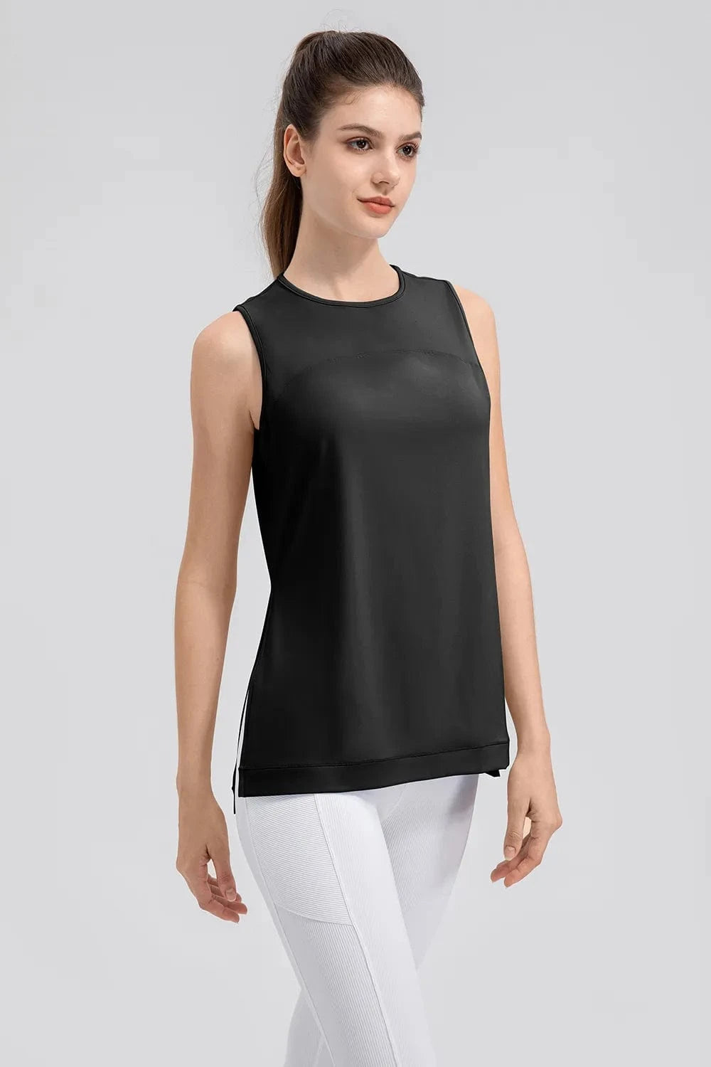 Slit Round Neck Tank - ShalayeFashion