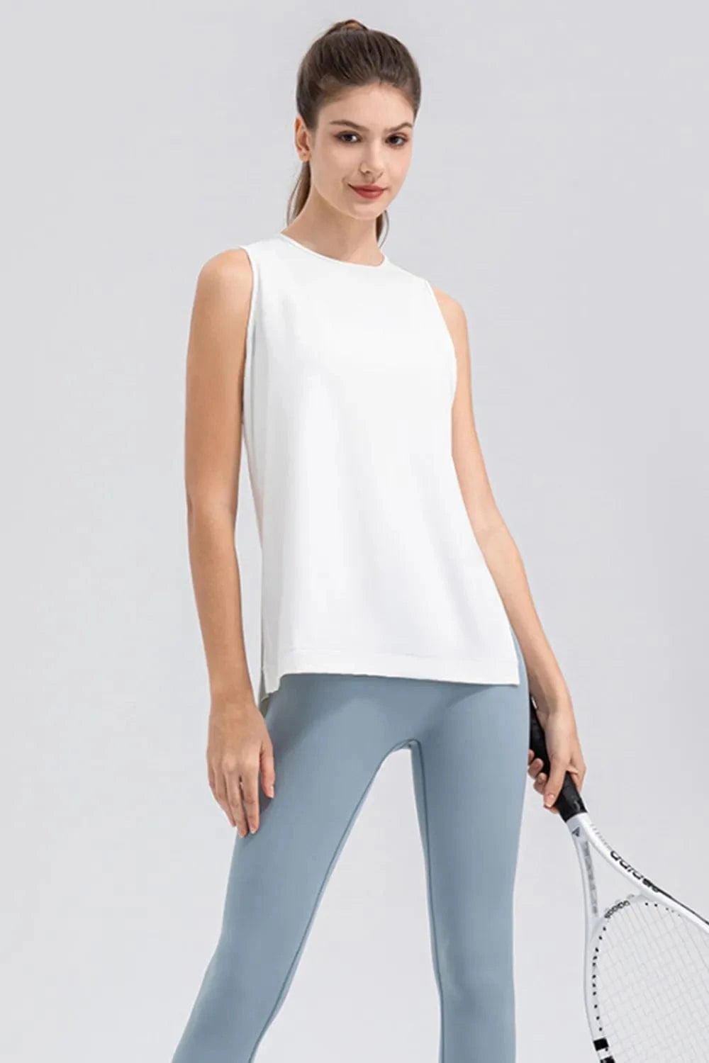 Slit Round Neck Tank - ShalayeFashion