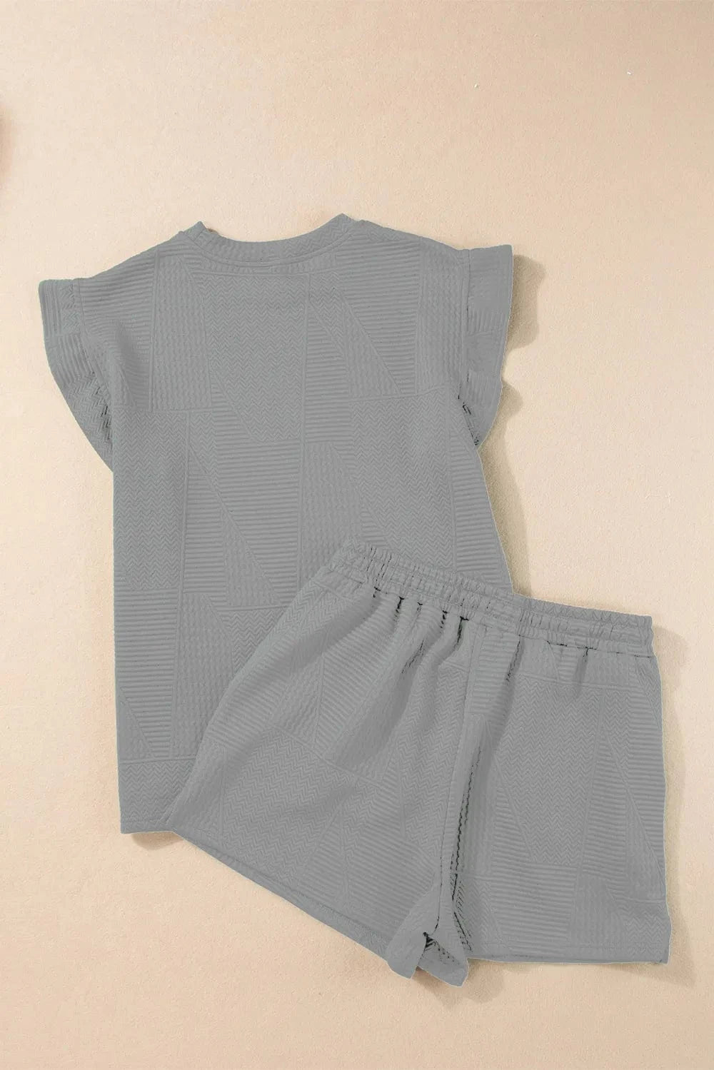 Slit Round Neck Top and Drawstring Shorts Set - ShalayeFashion
