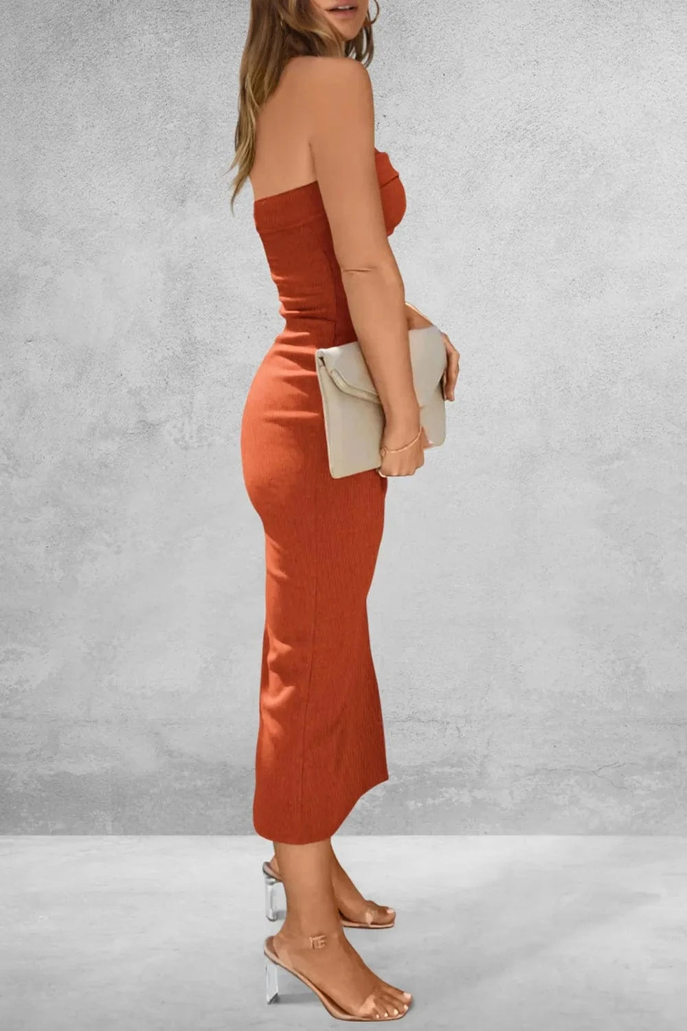 Slit Tube Midi Dress - ShalayeFashion