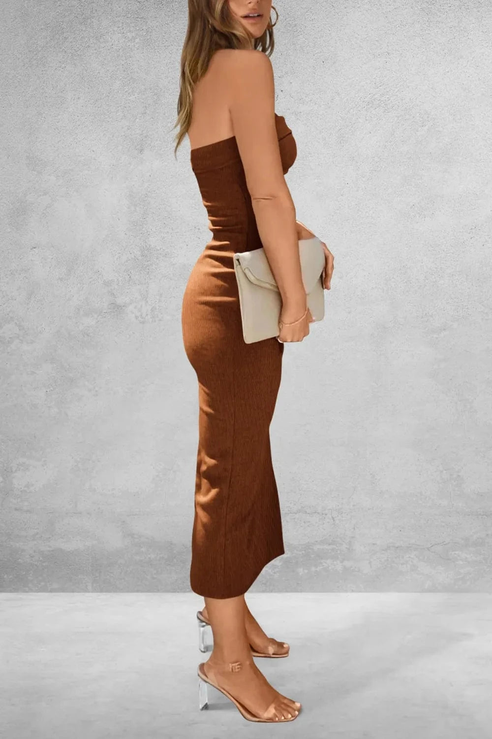 Slit Tube Midi Dress - ShalayeFashion