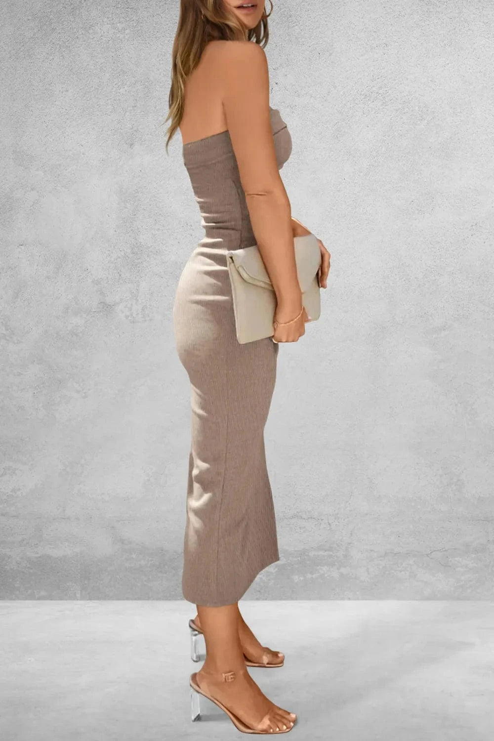 Slit Tube Midi Dress - ShalayeFashion
