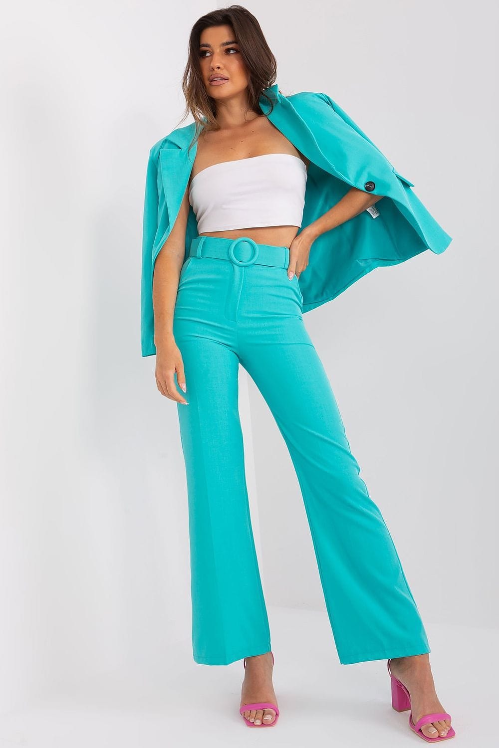 Smart Pants Flared Legs Button Zipper - ShalayeFashion