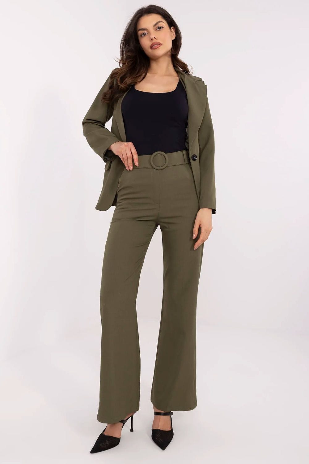 Smart Pants Flared Legs Button Zipper - ShalayeFashion