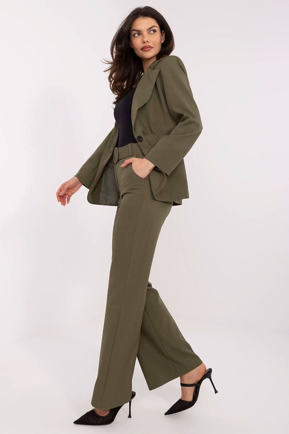Smart Pants Flared Legs Button Zipper - ShalayeFashion