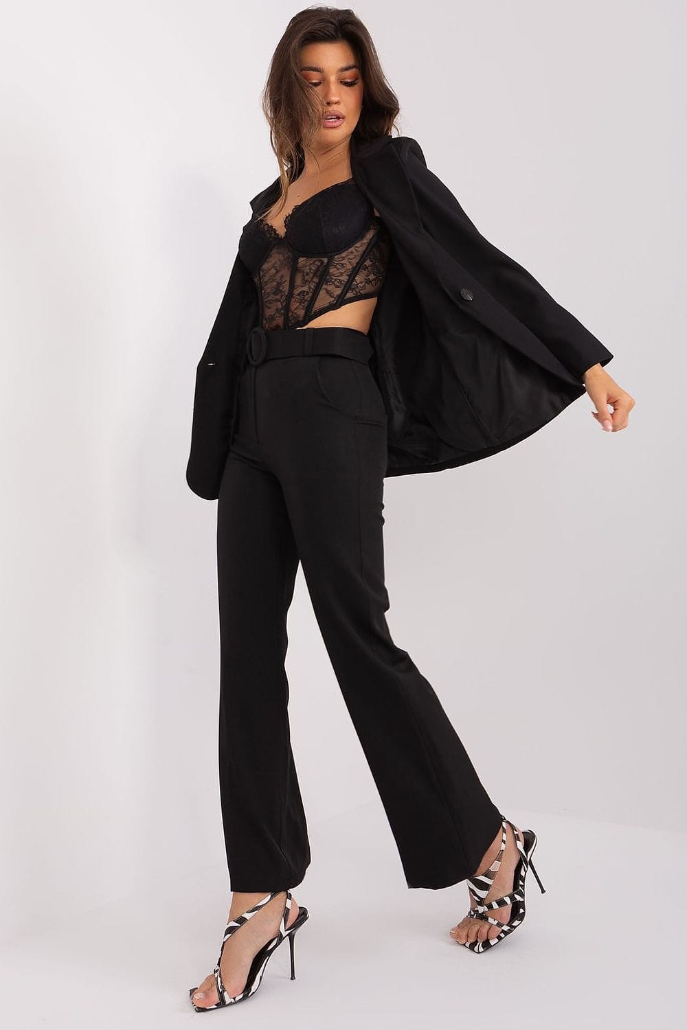 Smart Pants Flared Legs Button Zipper - ShalayeFashion
