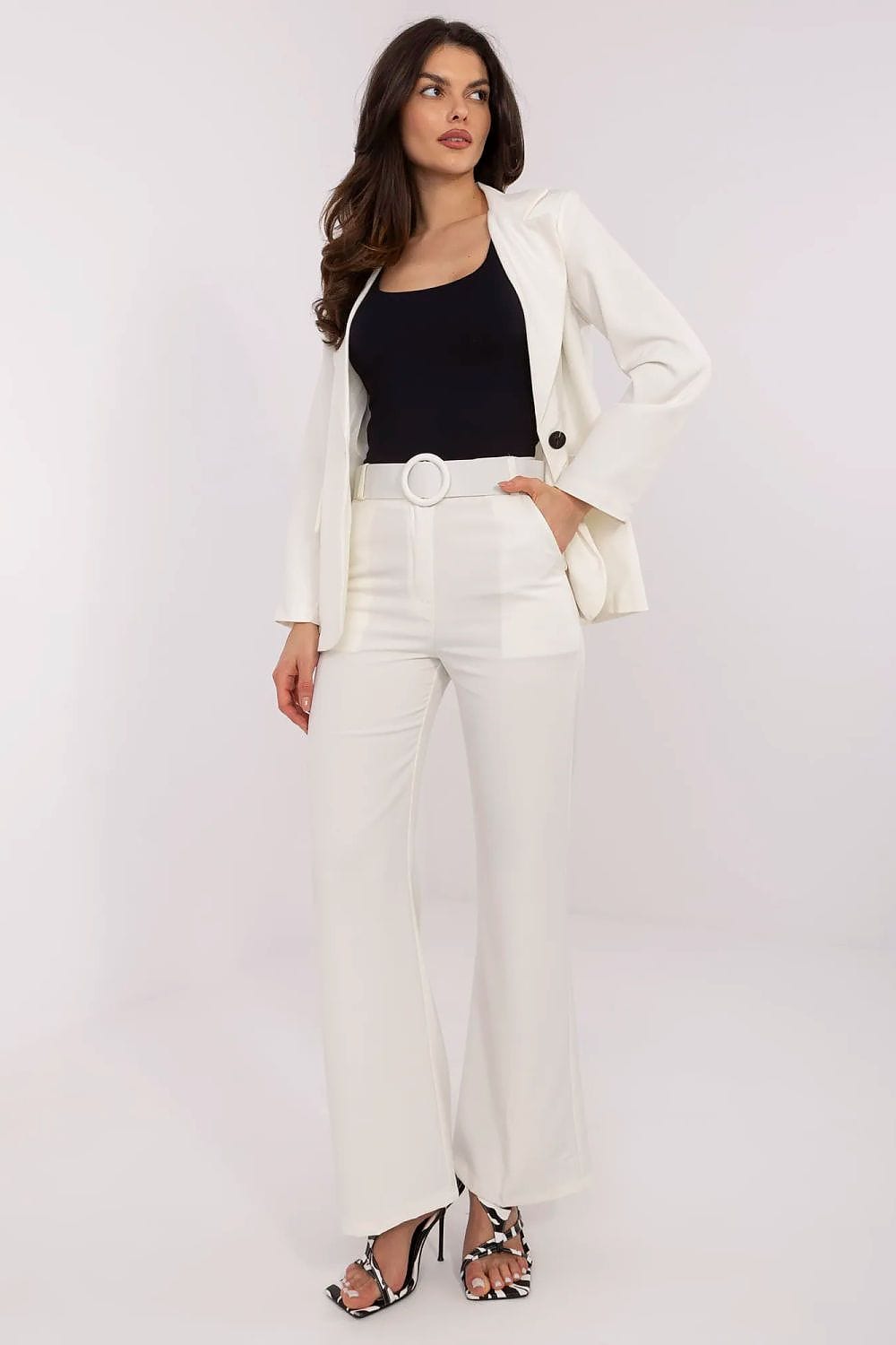 Smart Pants Flared Legs Button Zipper - ShalayeFashion