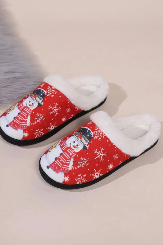 Snowman Round Toe Faux Fur Slippers - ShalayeFashion