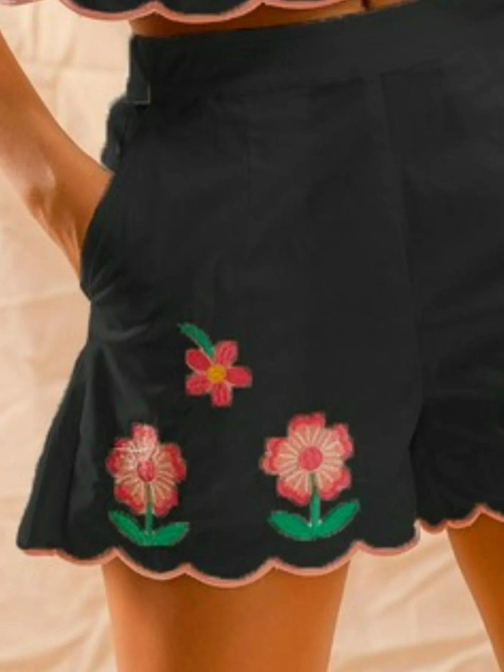 SO ME Flower Embroidered Tank Top and Shorts Set - ShalayeFashion