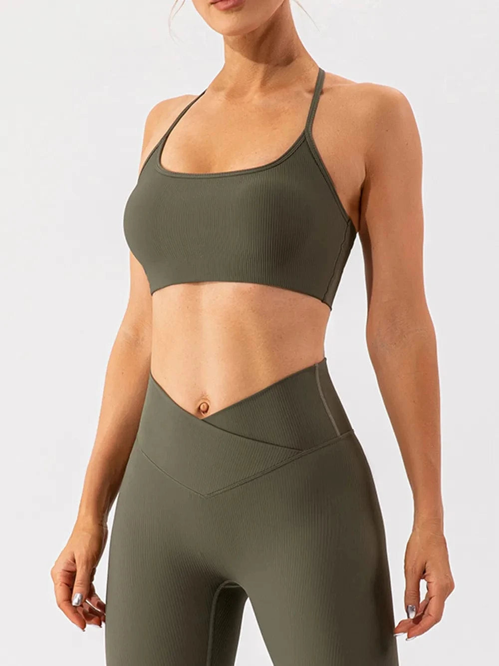 Spaghetti Strap Active Bra - ShalayeFashion