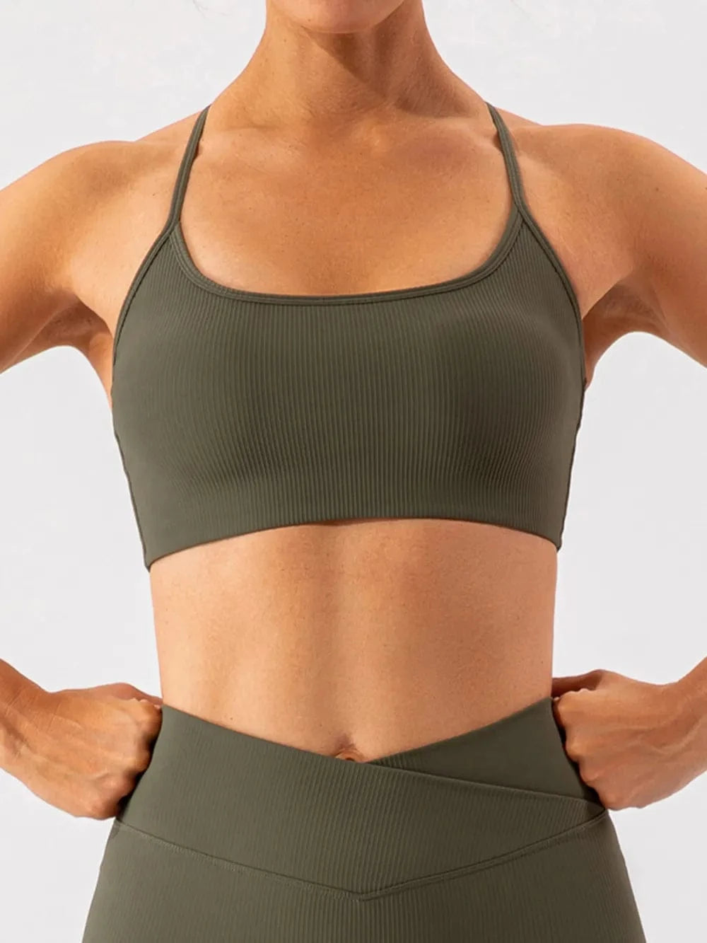 Spaghetti Strap Active Bra - ShalayeFashion