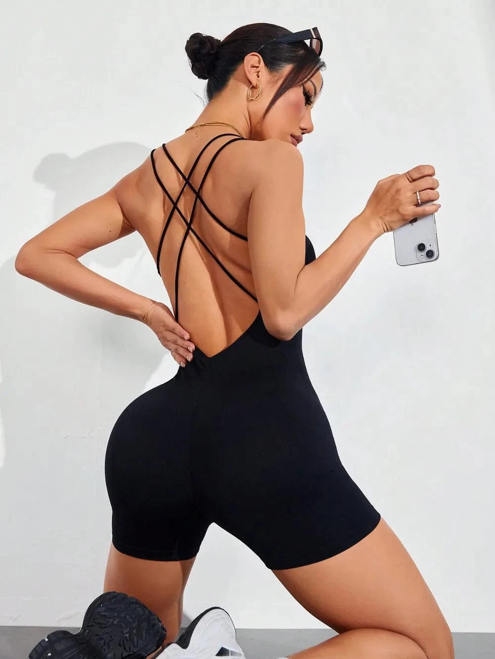 Spaghetti Strap Crisscross Romper - ShalayeFashion