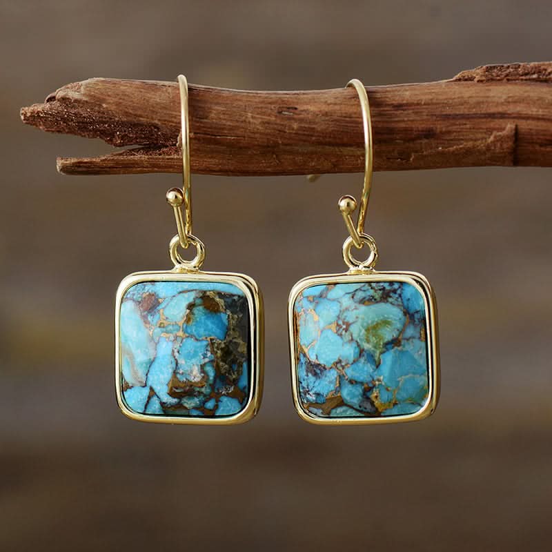 Square Copper Drop Earrings - ShalayeFashion