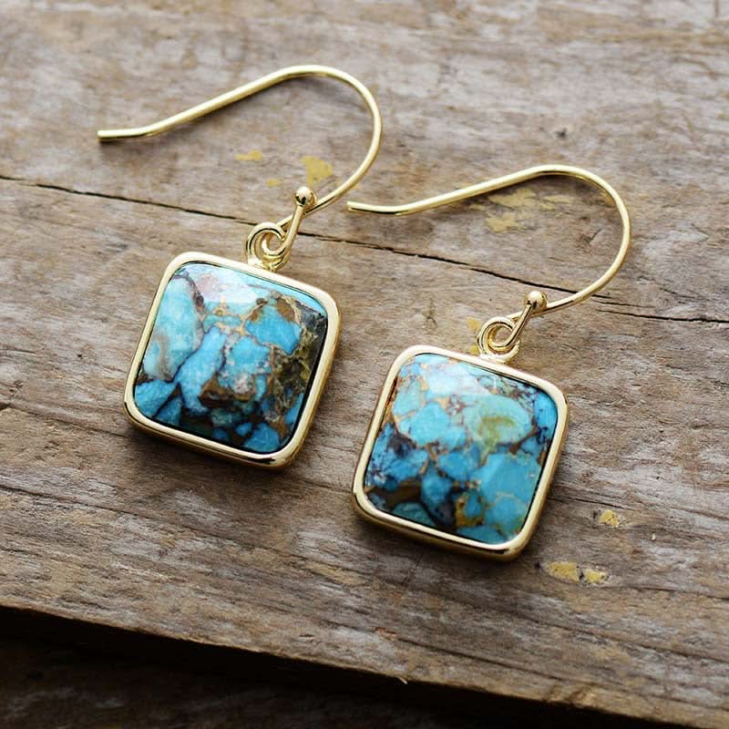 Square Copper Drop Earrings - ShalayeFashion
