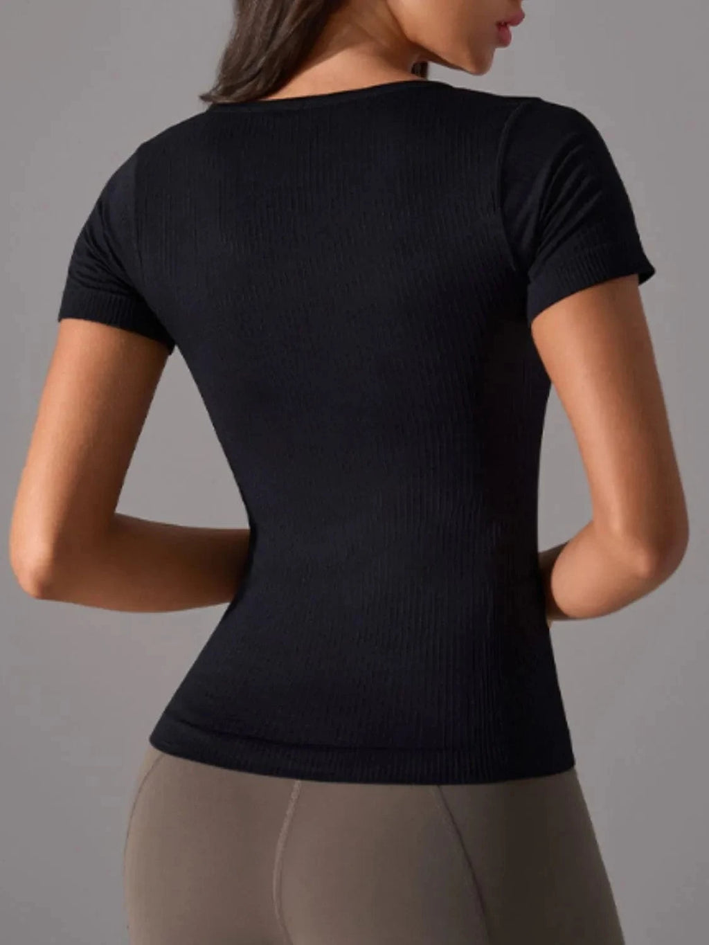 Square Neck Active T-Shirt with Detachable Chest Pads - ShalayeFashion