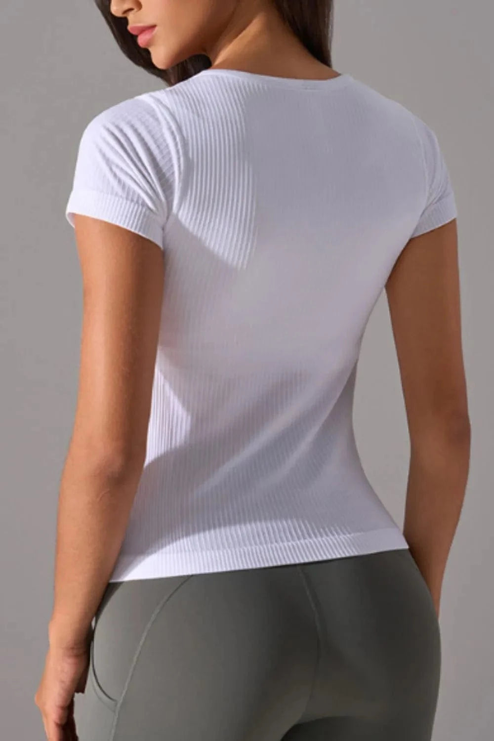 Square Neck Active T-Shirt with Detachable Chest Pads - ShalayeFashion