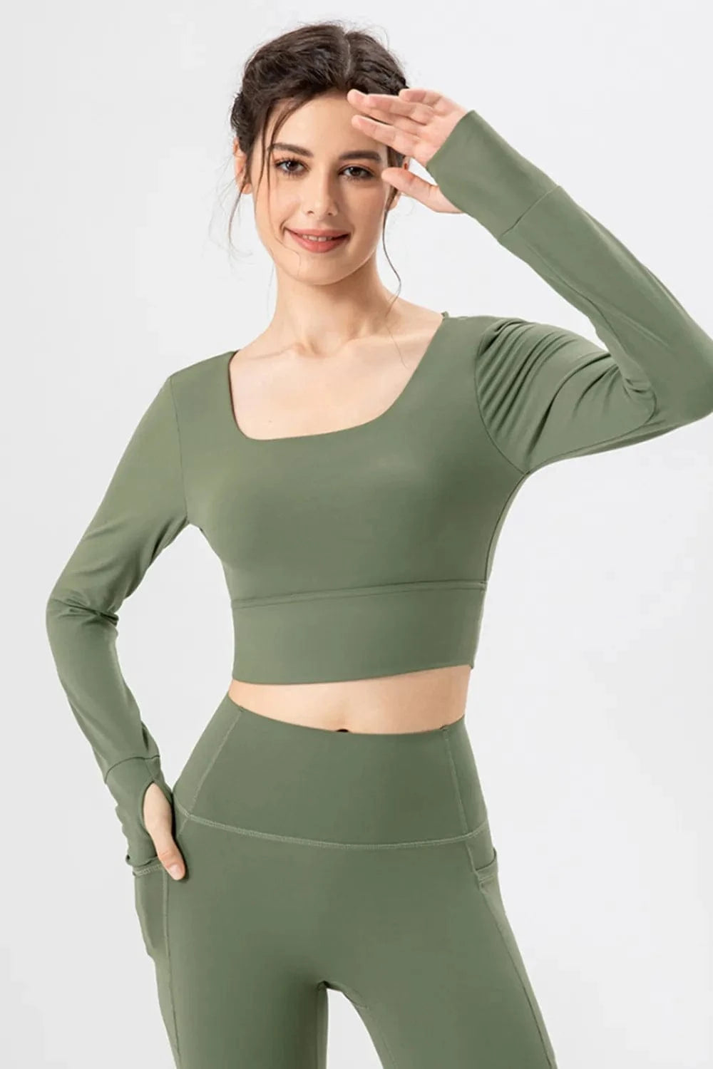 Square Neck Crisscross Active T-Shirt - ShalayeFashion