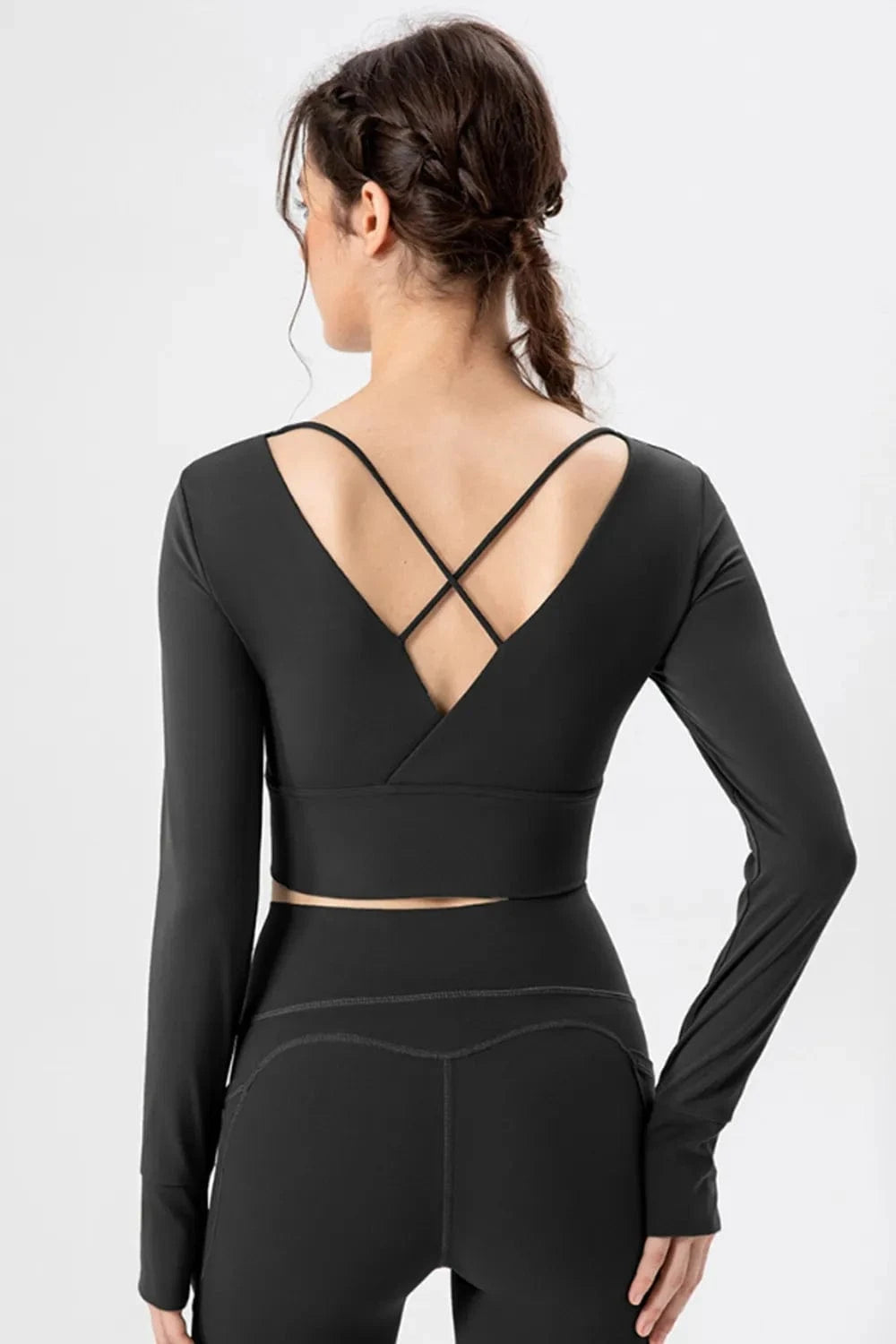 Square Neck Crisscross Active T-Shirt - ShalayeFashion