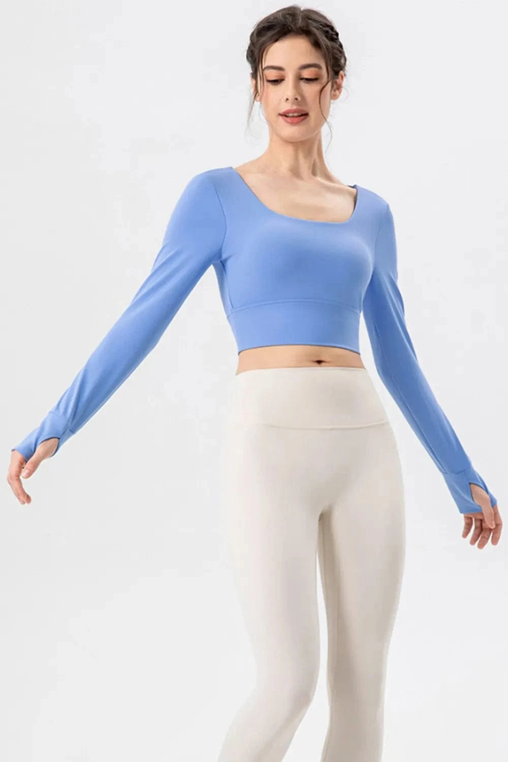 Square Neck Crisscross Active T-Shirt - ShalayeFashion