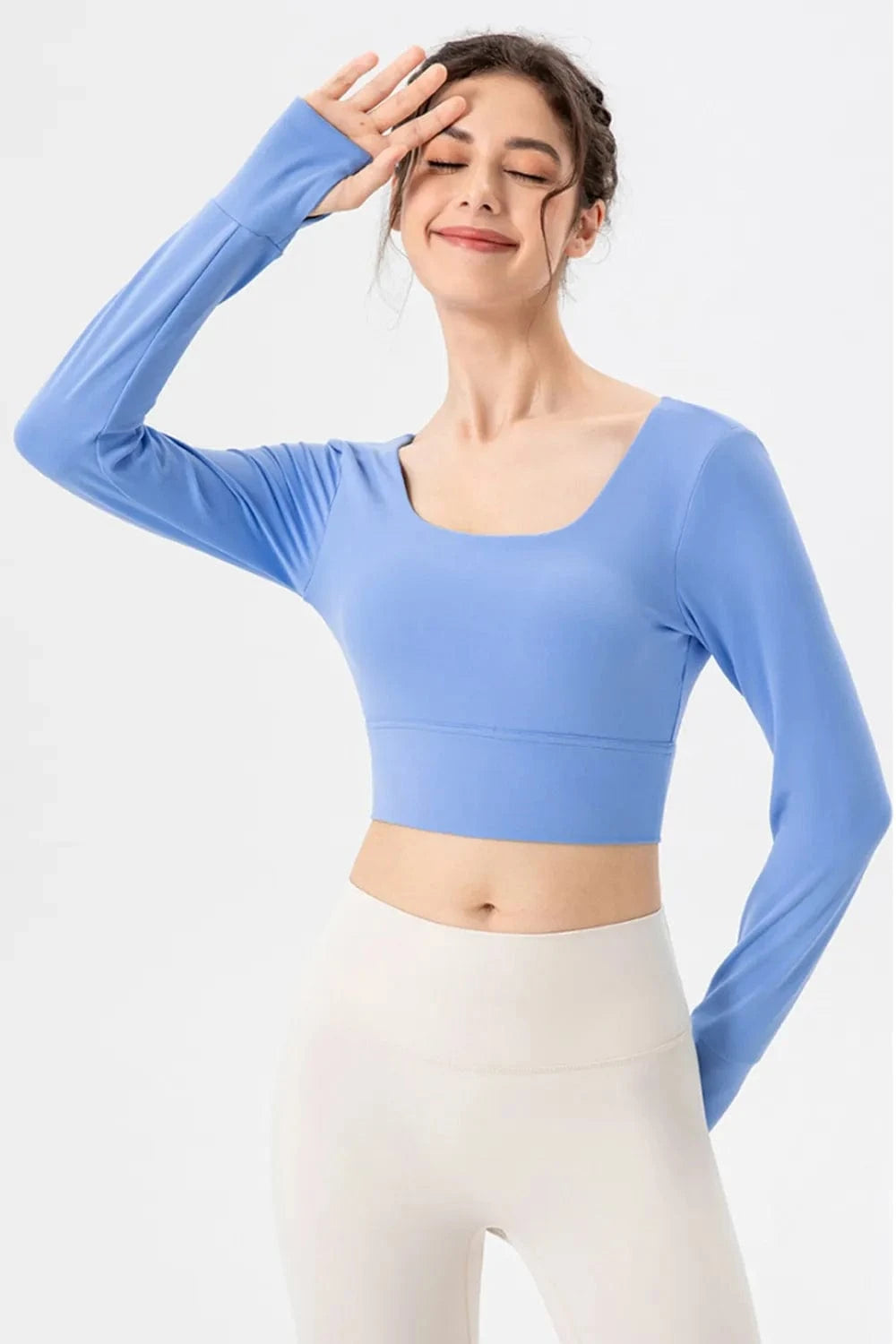 Square Neck Crisscross Active T-Shirt - ShalayeFashion