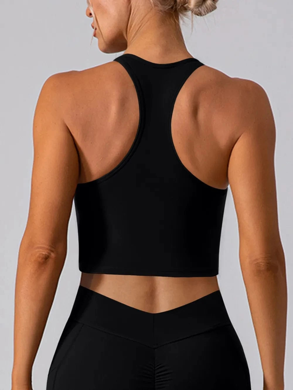 Square Neck Racerback Cropped Tank - ShalayeFashion