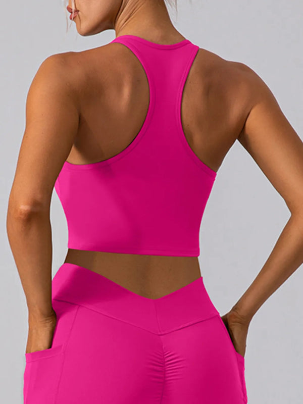 Square Neck Racerback Cropped Tank - ShalayeFashion