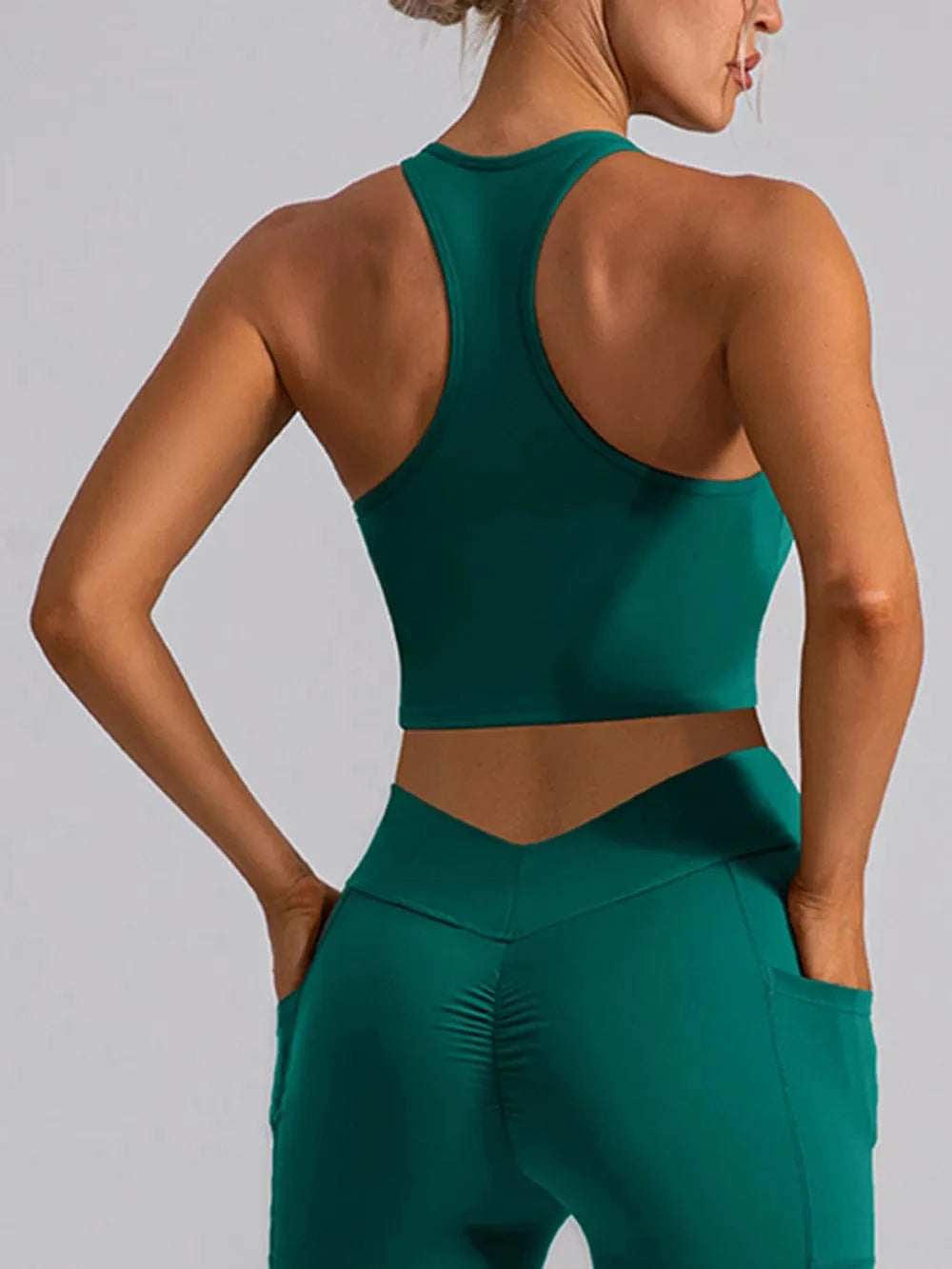 Square Neck Racerback Cropped Tank - ShalayeFashion