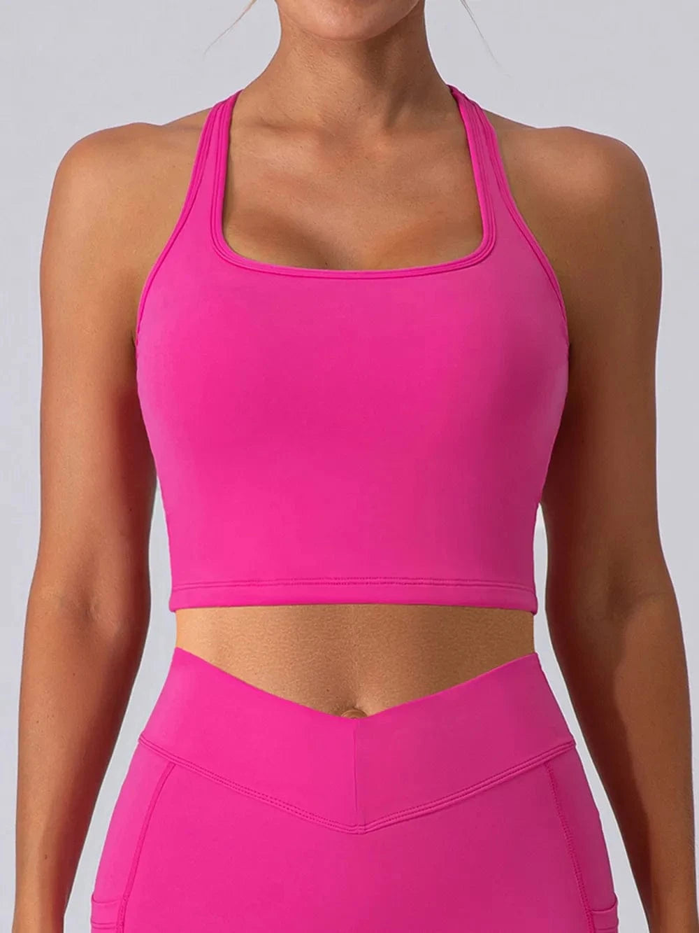 Square Neck Racerback Cropped Tank - ShalayeFashion