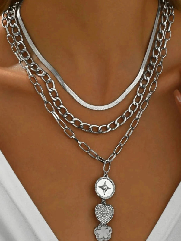 Stainless Steel Layered Necklace - ShalayeFashion