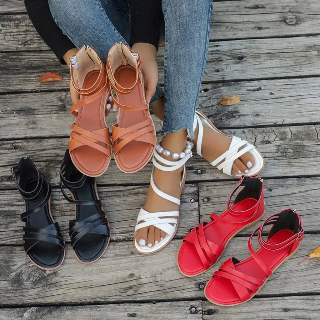 Strappy Flat Sandals - ShalayeFashion
