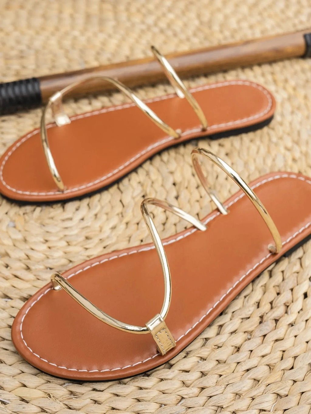 Strappy Leather Flat Sandals - ShalayeFashion