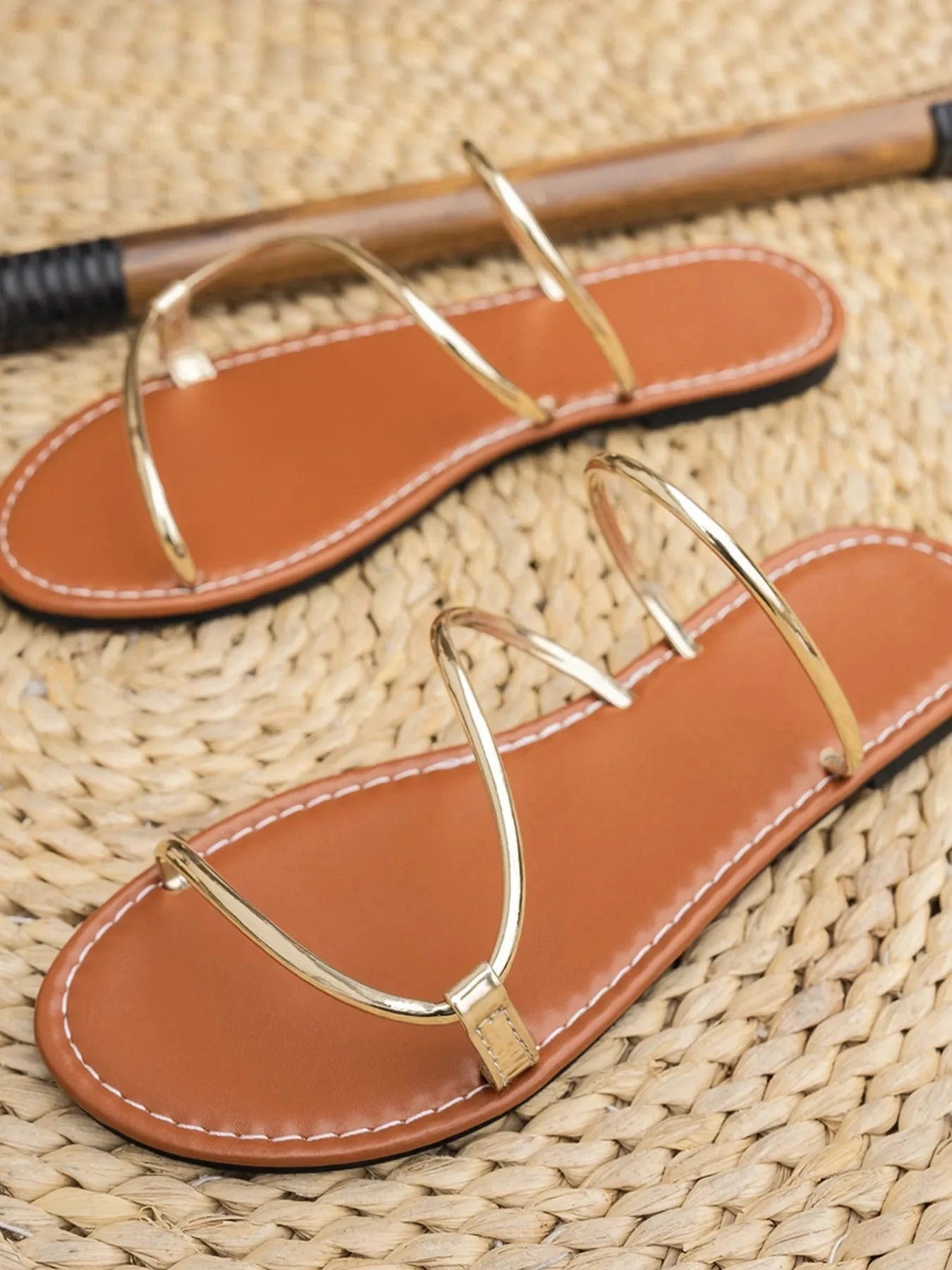 Strappy Leather Flat Sandals - ShalayeFashion
