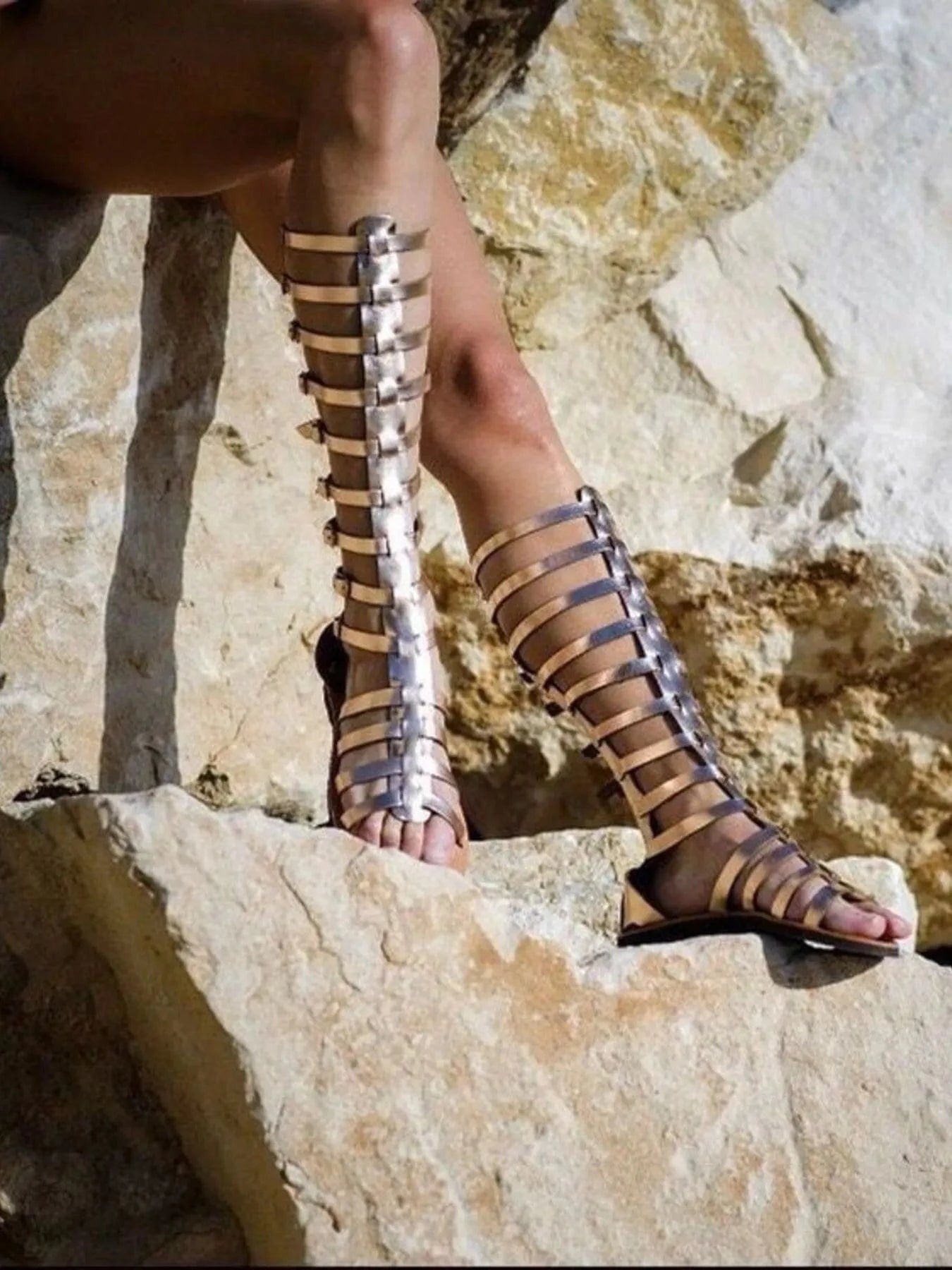 Strappy Sandals with Multiple Buckles - ShalayeFashion