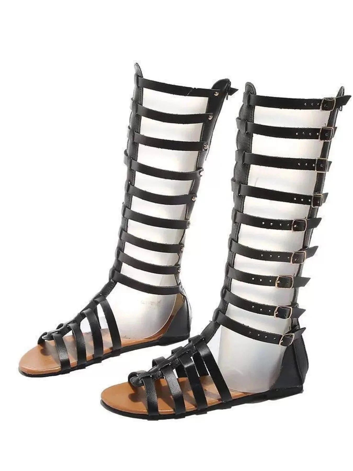 Strappy Sandals with Multiple Buckles - ShalayeFashion