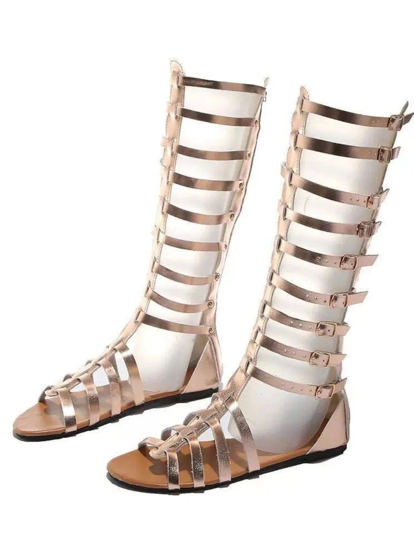Strappy Sandals with Multiple Buckles - ShalayeFashion