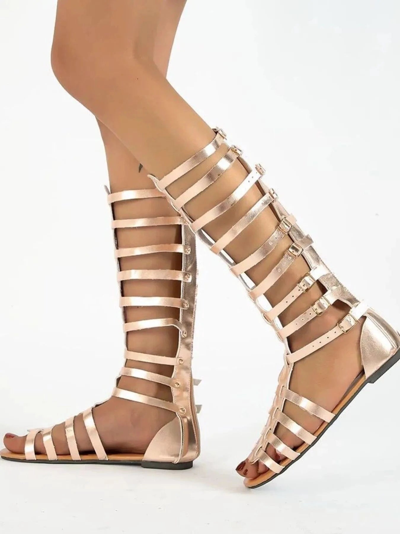 Strappy Sandals with Multiple Buckles - ShalayeFashion