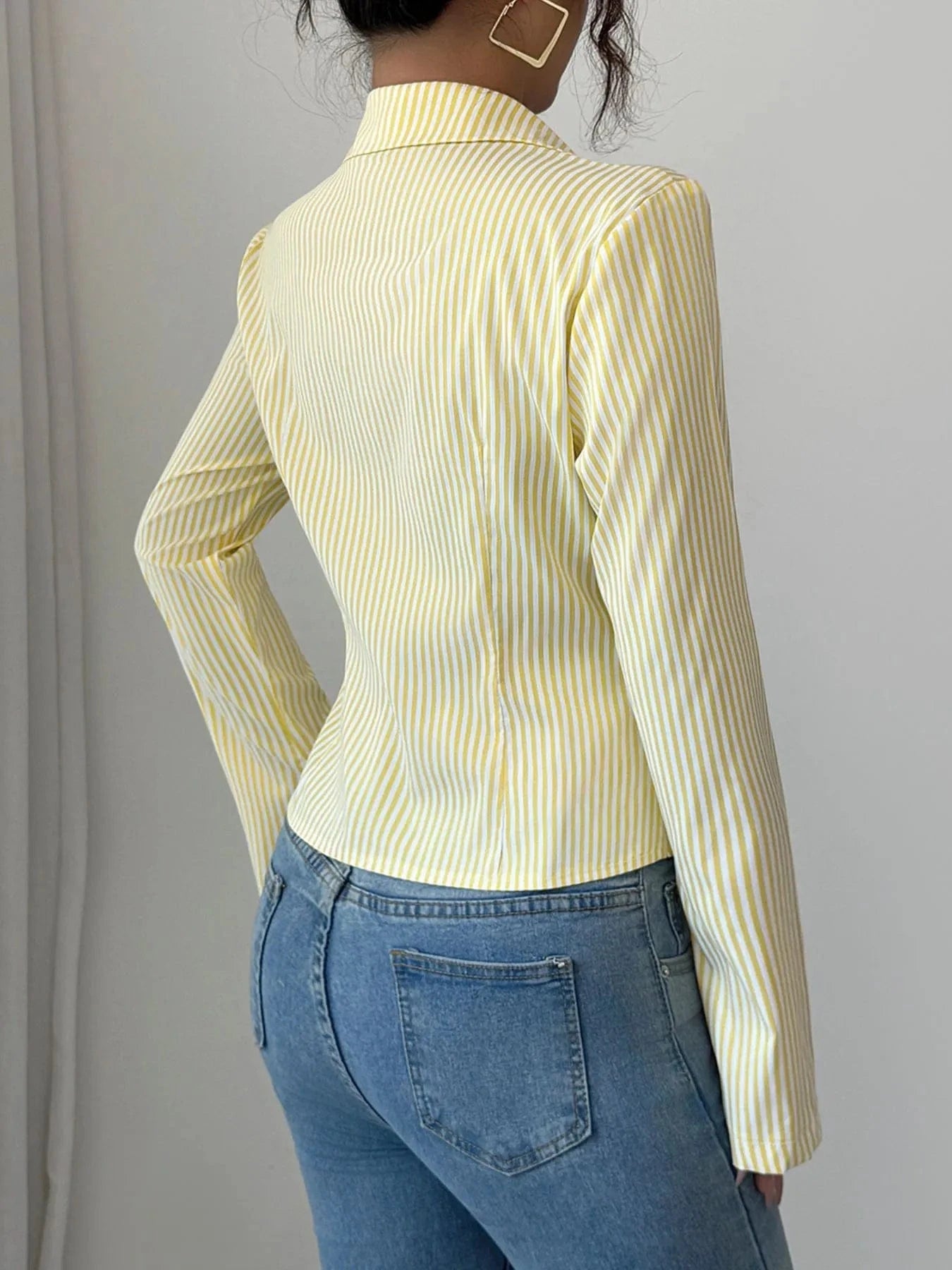 Striped Button - Up Long Sleeve Shirt - ShalayeFashion