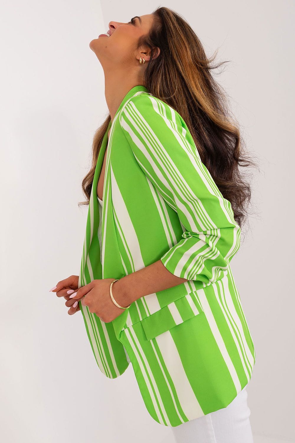 Striped Casual Blazer No Fastening - ShalayeFashion
