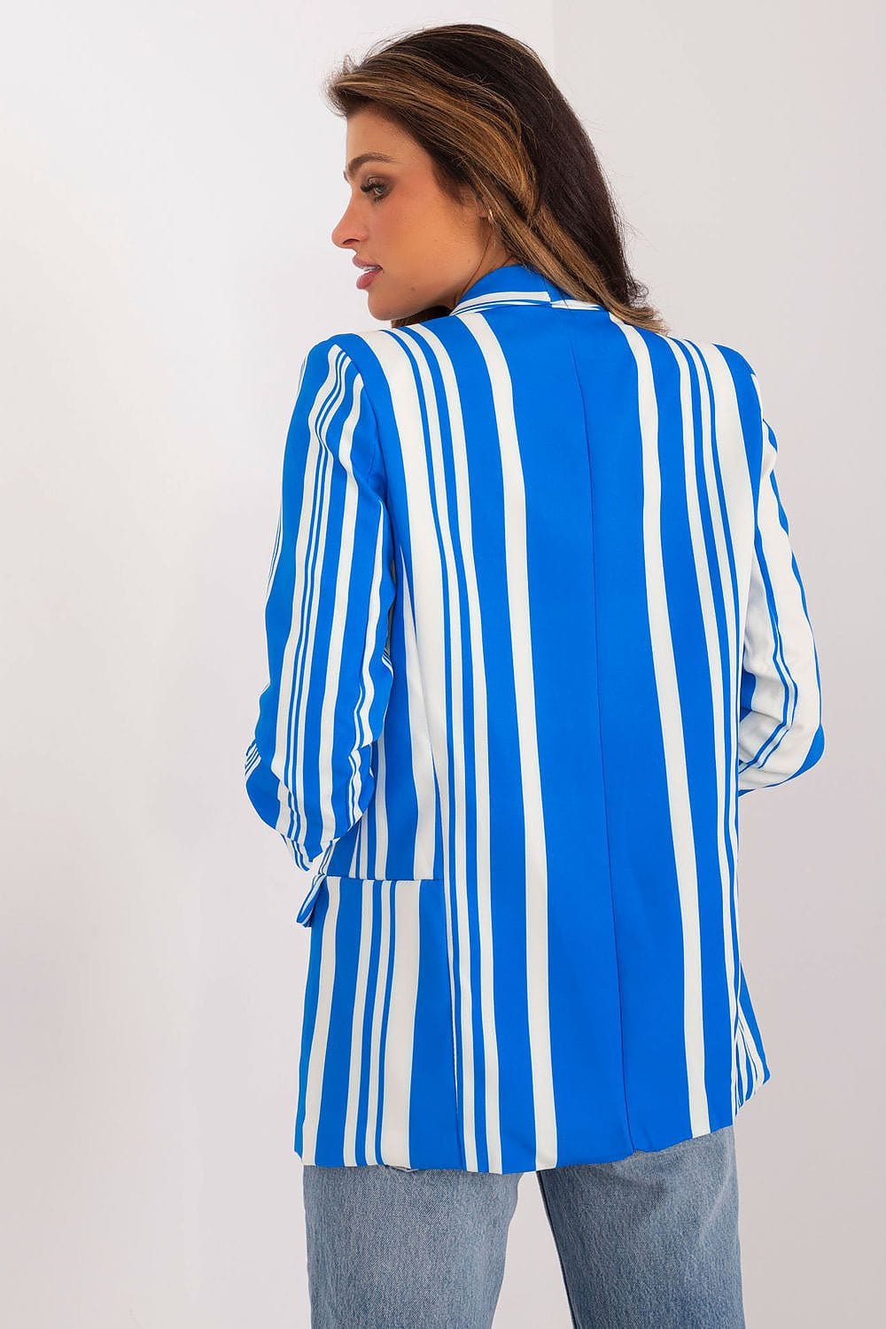 Striped Casual Blazer No Fastening - ShalayeFashion