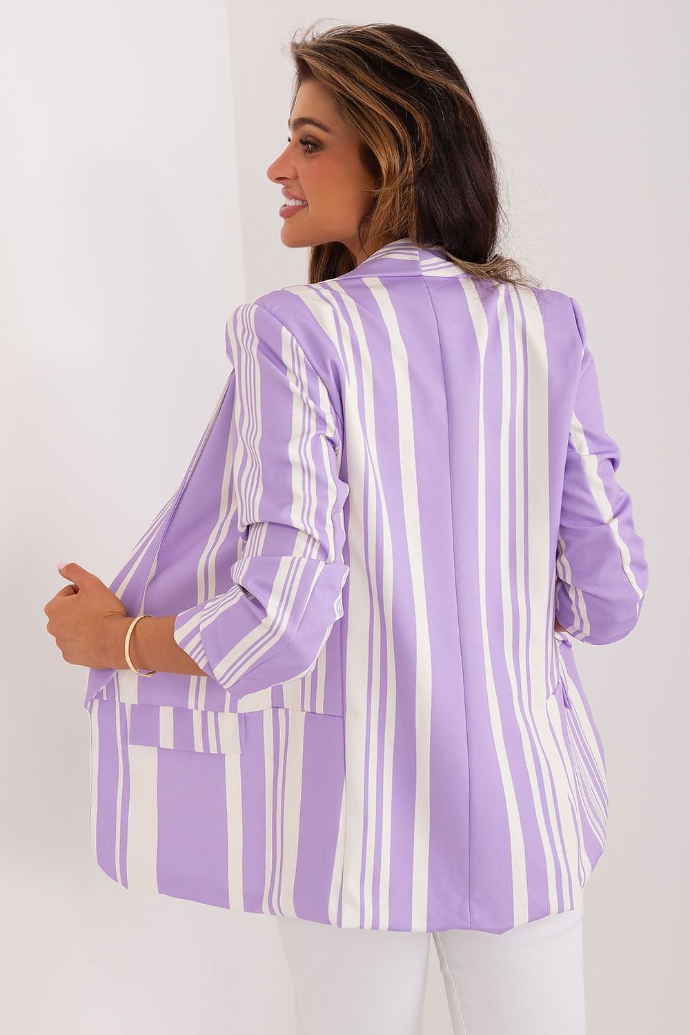 Striped Casual Blazer No Fastening - ShalayeFashion