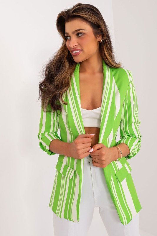 Striped Casual Blazer No Fastening - ShalayeFashion