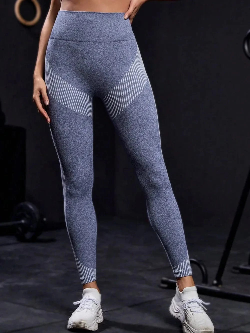 Striped High Waist Active Pants - ShalayeFashion