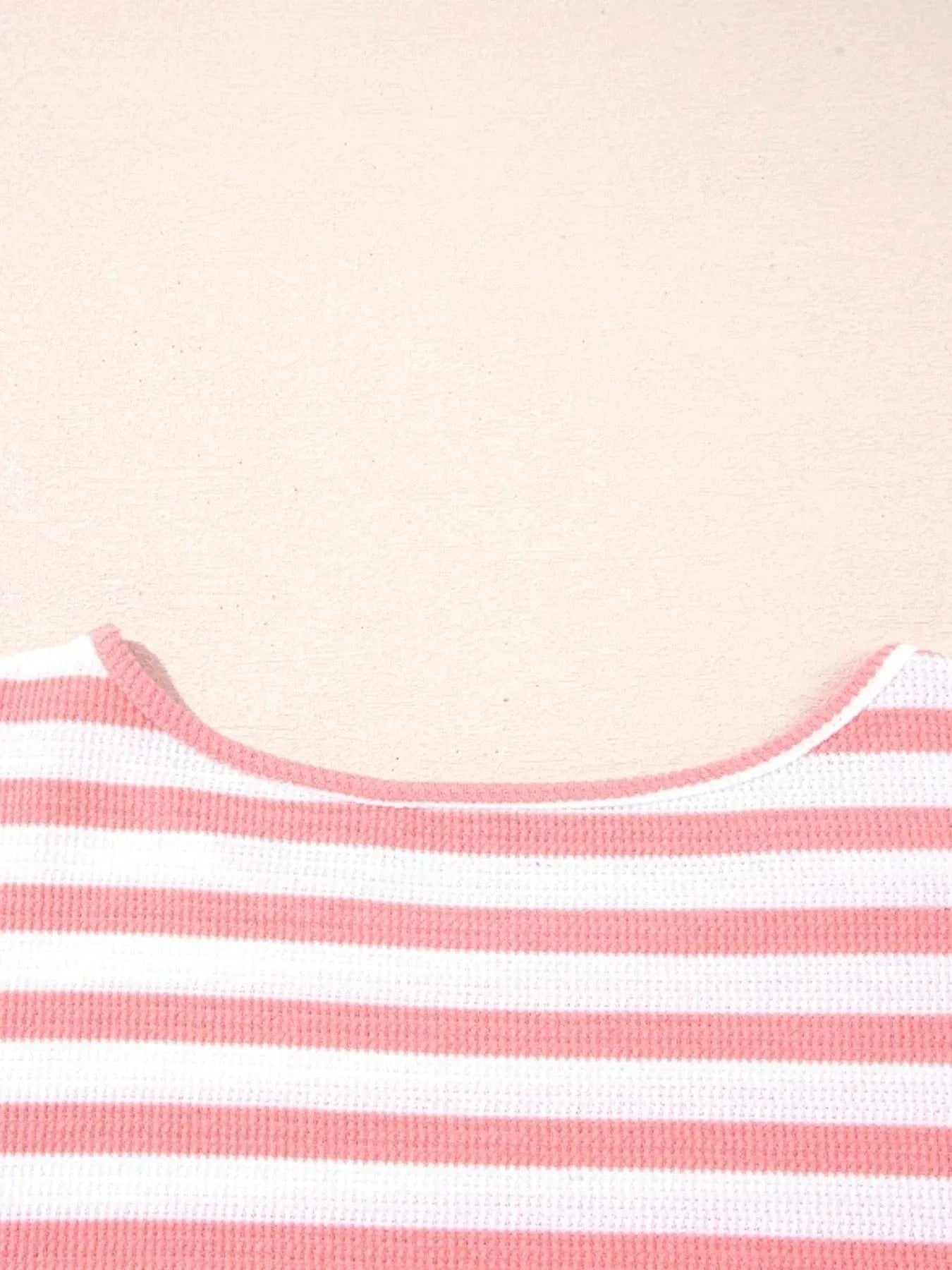 Striped Long Sleeve Ribbed Blouse - ShalayeFashion