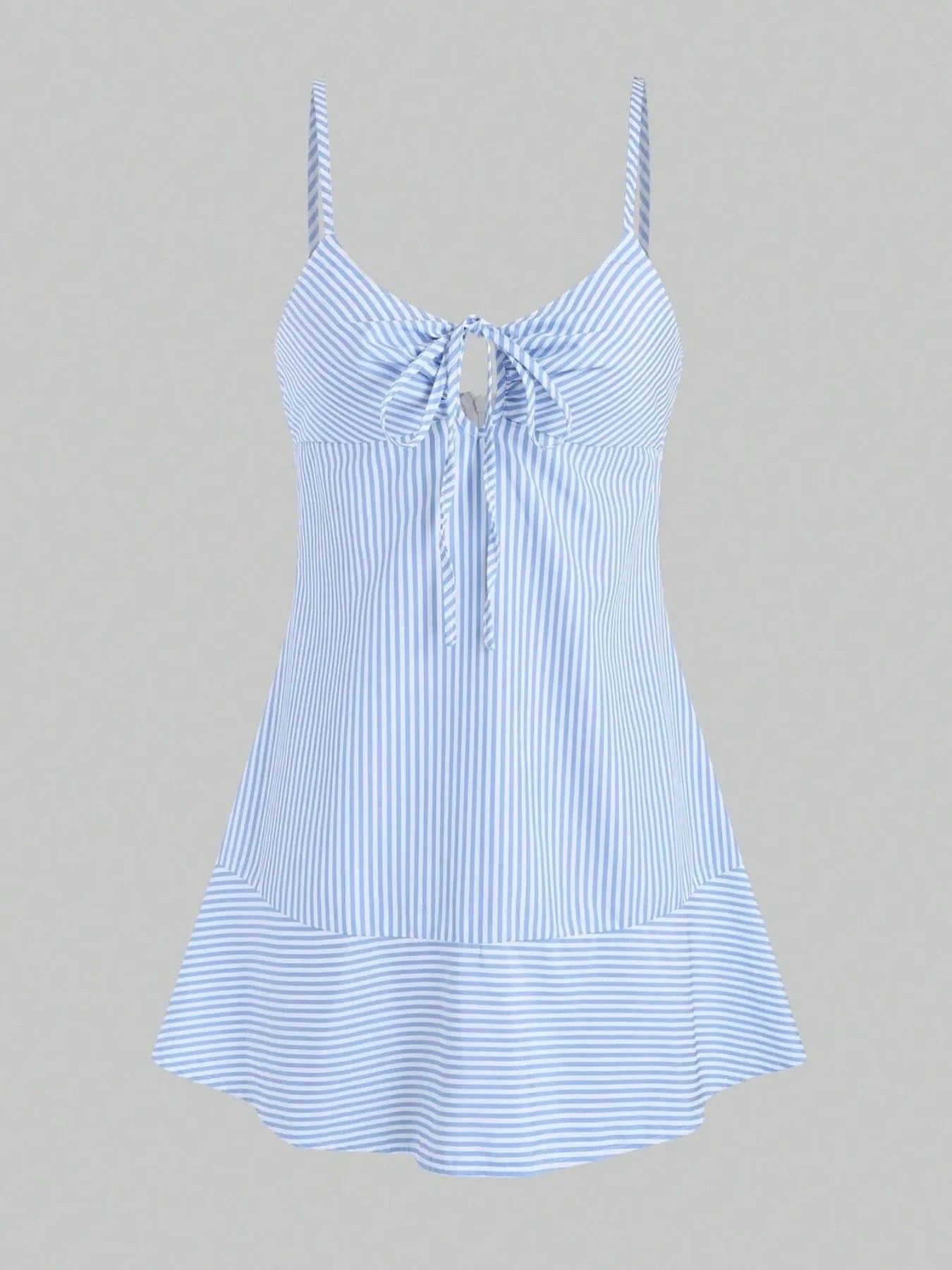 Striped Tie Front Cami Dress - ShalayeFashion