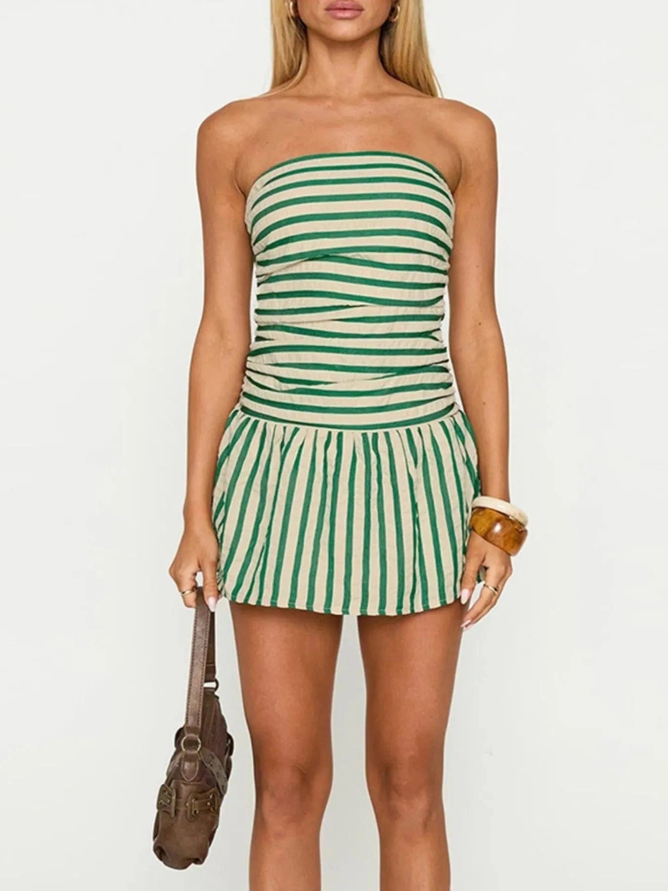 Striped Tube Mini Dress - ShalayeFashion