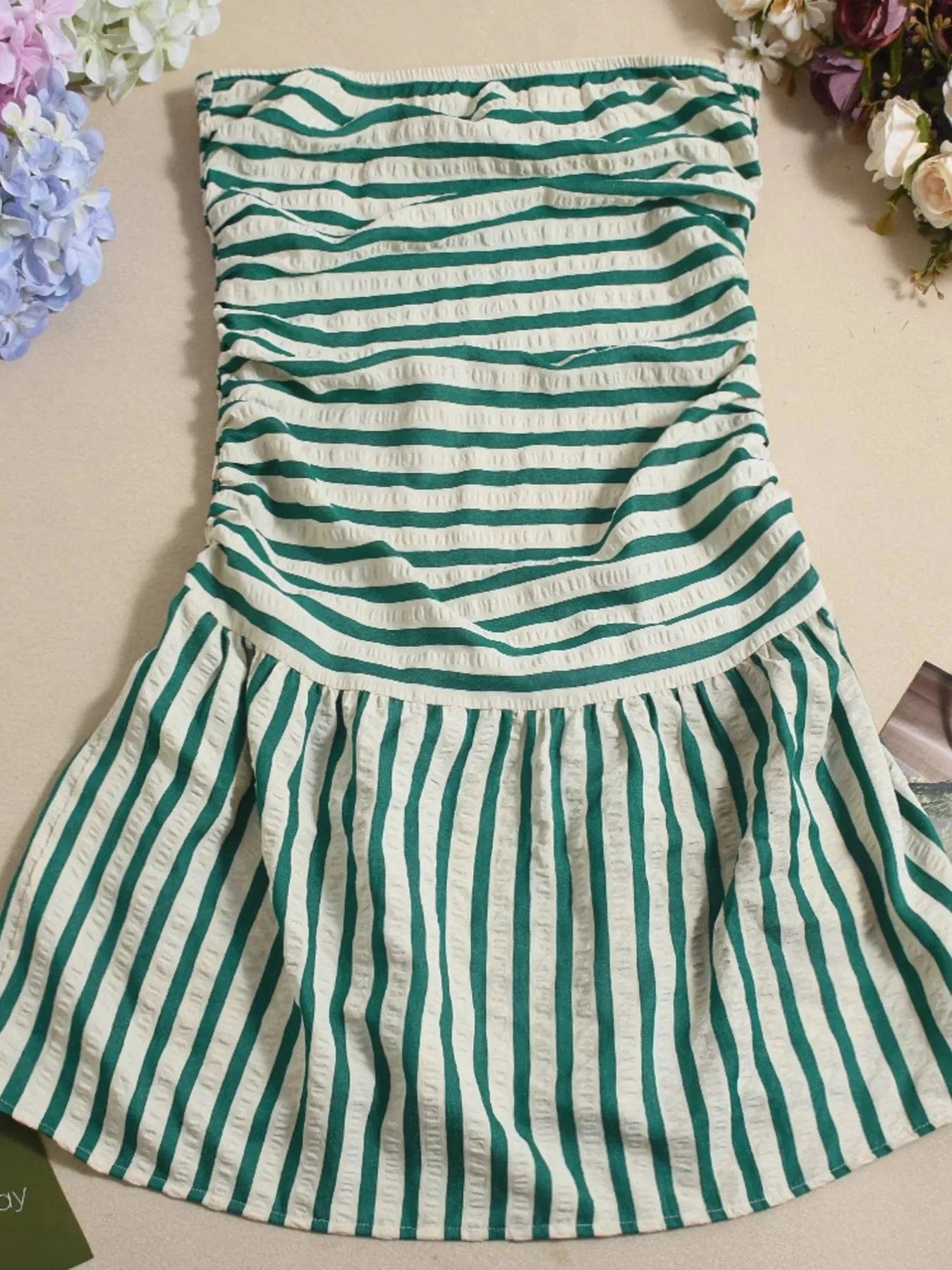 Striped Tube Mini Dress - ShalayeFashion