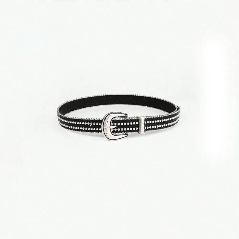 Studded Rhinestone PU Leather Belt - ShalayeFashion