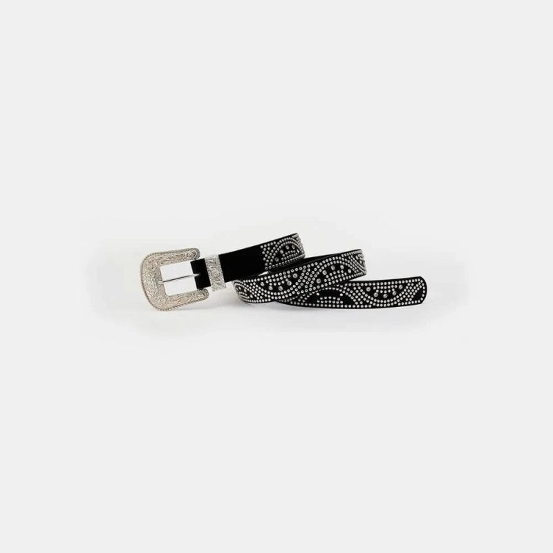Studded Rhinestone PU Leather Belt - ShalayeFashion