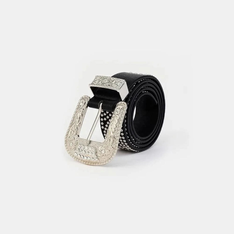 Studded Rhinestone PU Leather Belt - ShalayeFashion